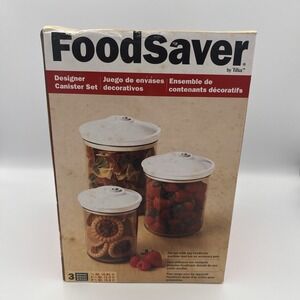 Food Saver 3 Piece Designer Storage Canister Set Brand New Open Box VTG